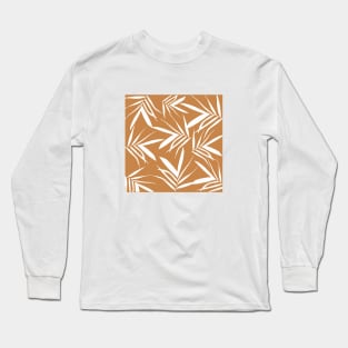 Leaves pattern, leaves, leaf, nature, pattern, digital, illustration, botanical, autumn, fall, xmas, summer, painting, tropical, plant, graphicdesign, classic, minimal, decor, orange, Long Sleeve T-Shirt